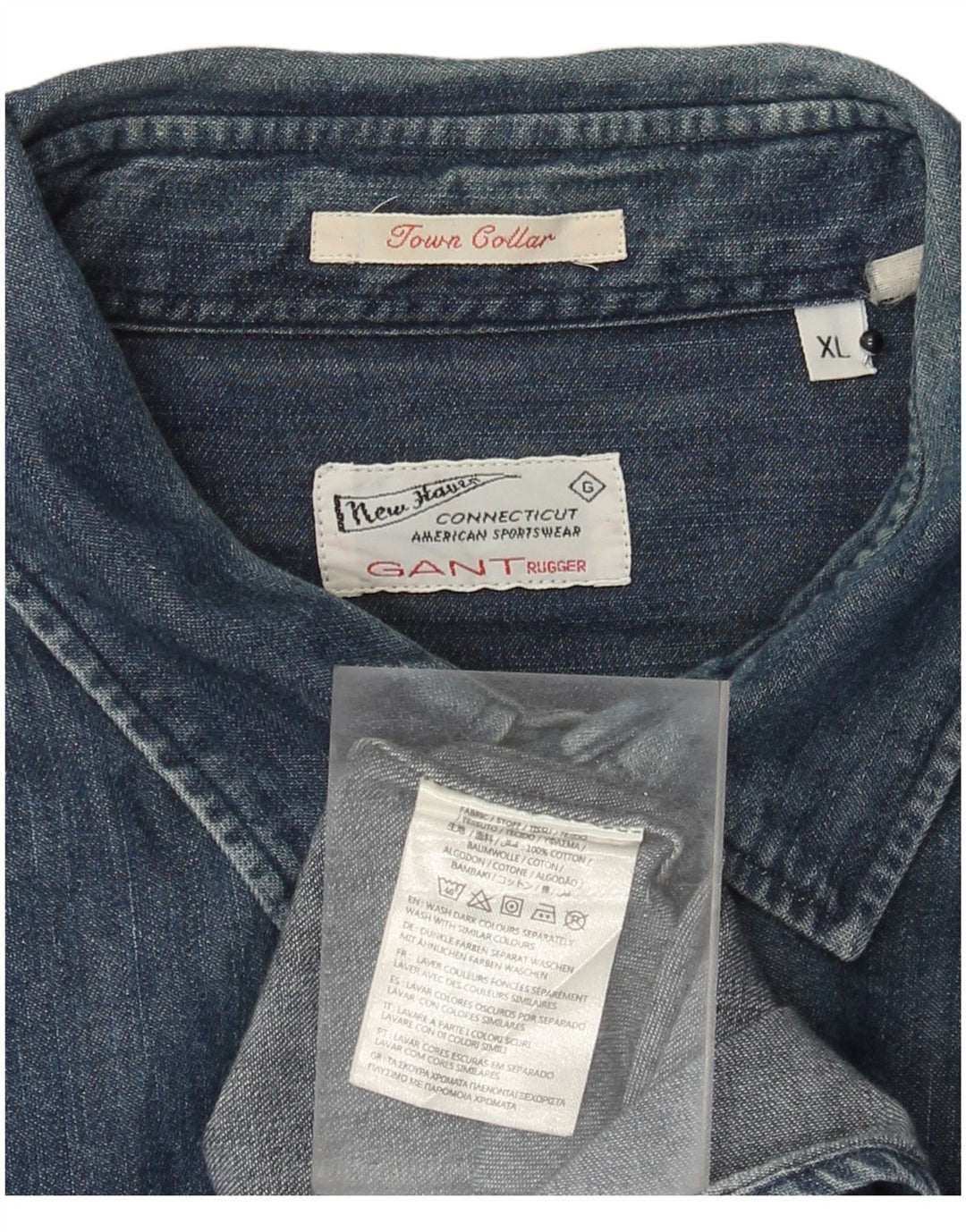 Camisa jeans masculina GANT XL azul algodão