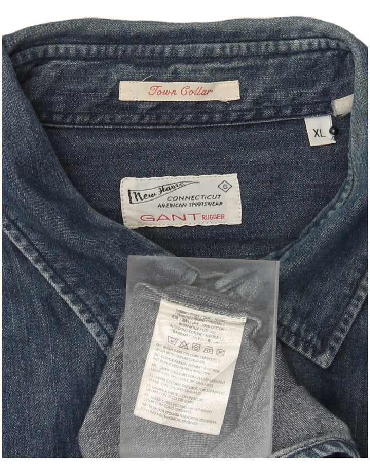 Camisa jeans masculina GANT XL azul algodão
