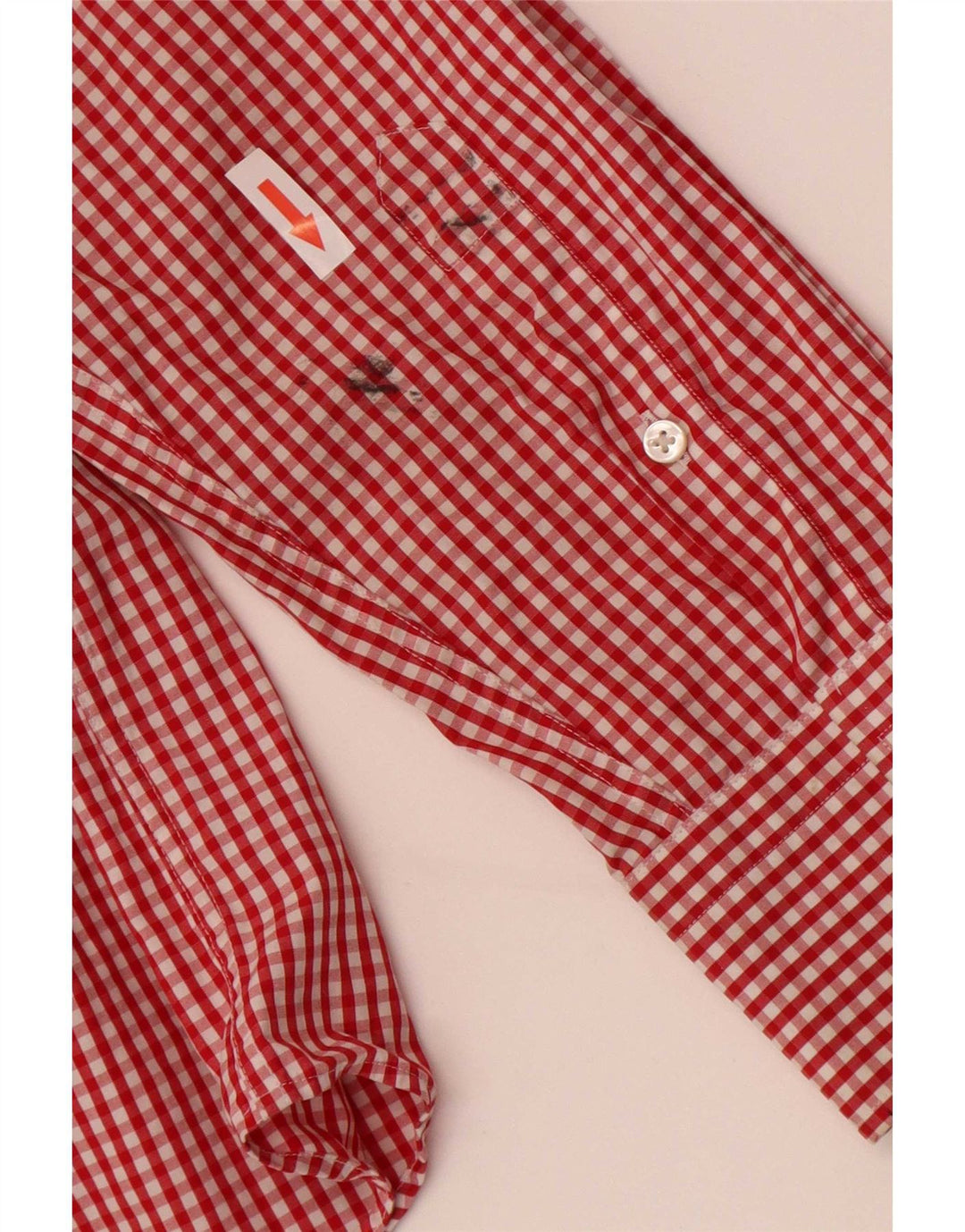 Camisa masculina de ajuste regular Hugo Boss tamanho 41 16 grande algodão vermelho guingão