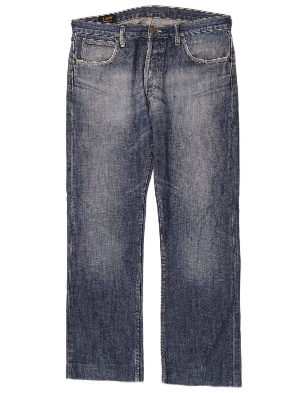 Lee Mens Freeburn Straight Jeans W34 L30 Azul Algodão