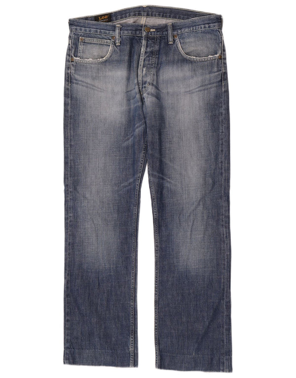 Lee Mens Freeburn Straight Jeans W34 L30 Azul Algodão