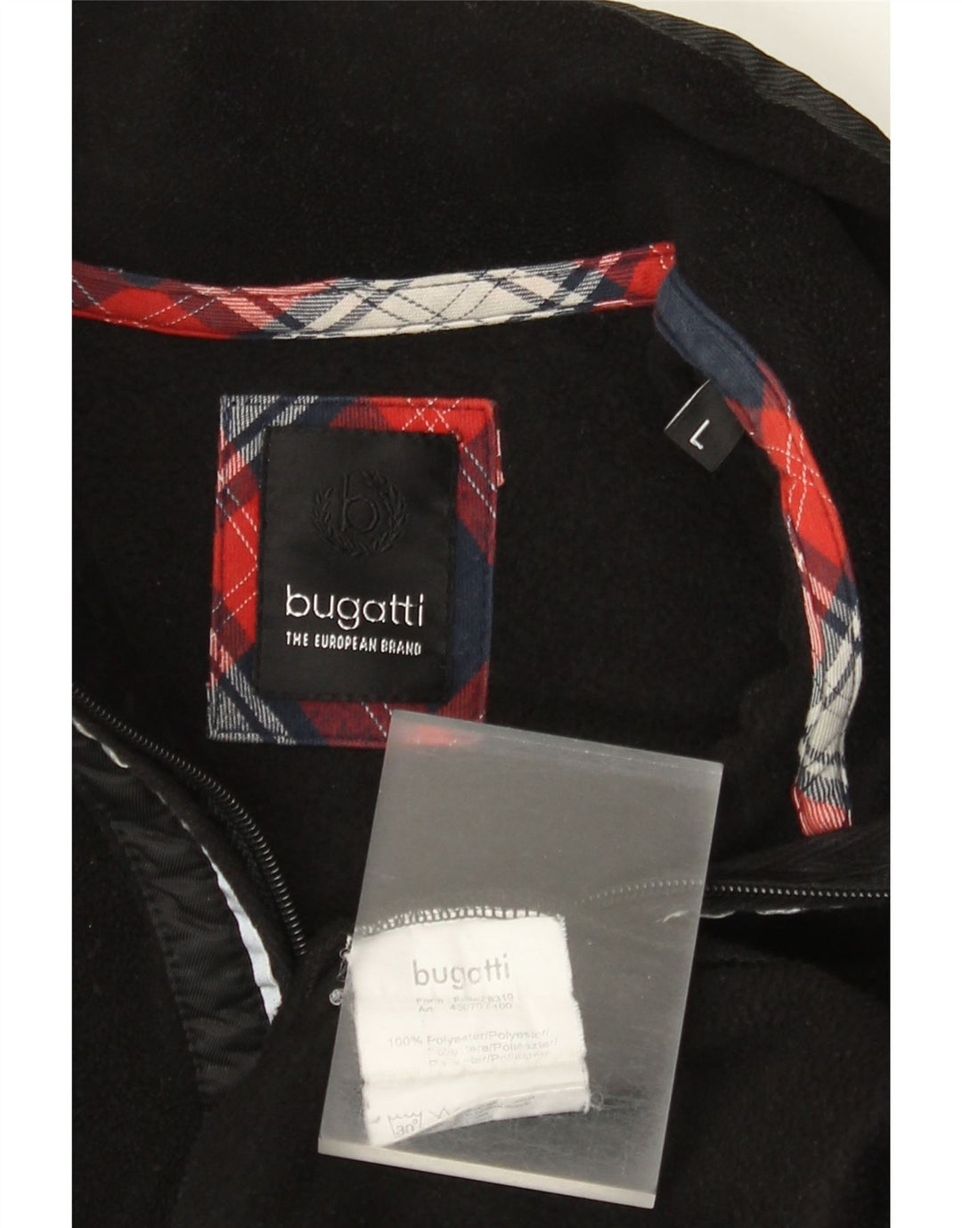 Bugatti Mens Zip Neck Fleece Jumper Grande Poliéster Preto