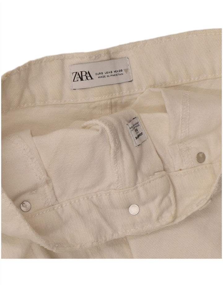 Saia jeans feminina Zara pequena W28 algodão branco