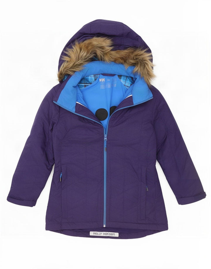 Jaqueta de esqui com capuz feminino Helly Hansen UK 14 grande poliéster roxo