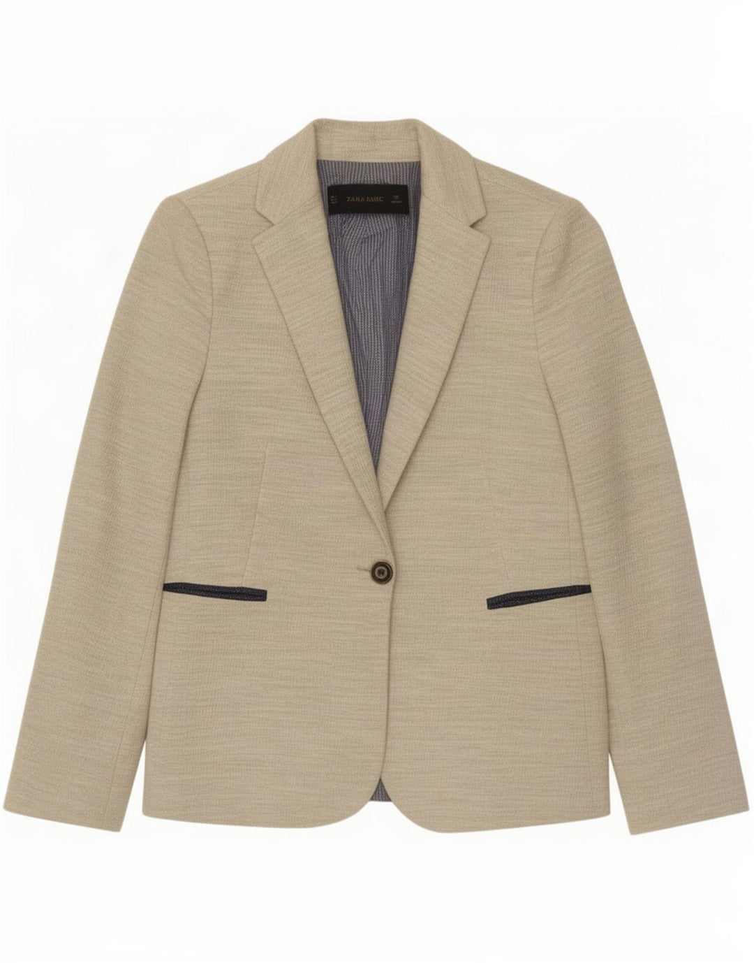 Jaqueta blazer feminina Zara com 1 botão Reino Unido 10 pequena bege