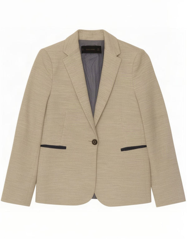 Jaqueta blazer feminina Zara com 1 botão Reino Unido 10 pequena bege