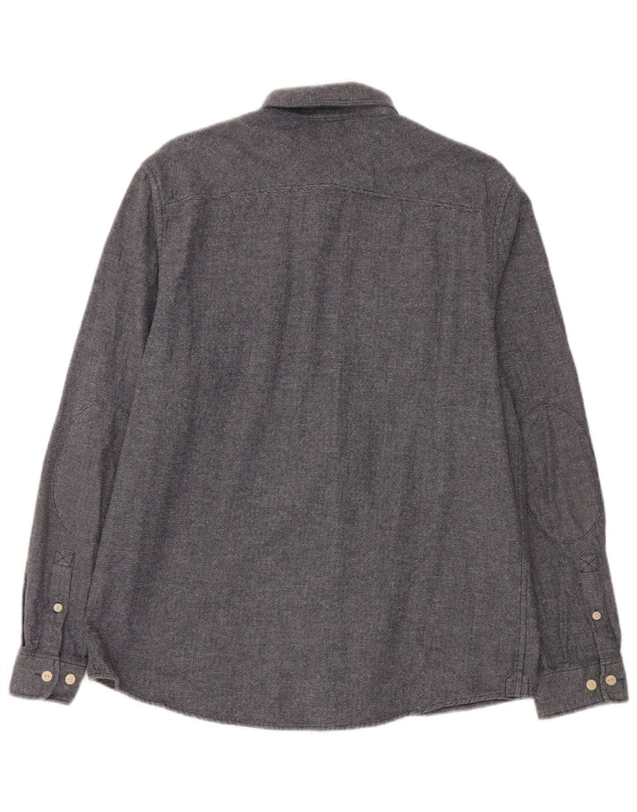 Camisa masculina Jack Wills grande algodão espinha de peixe azul