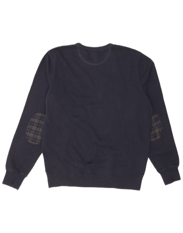 Sun68 moletom masculino jumper grande algodão xadrez azul marinho