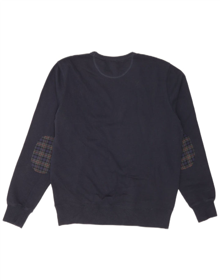 Sun68 moletom masculino jumper grande algodão xadrez azul marinho