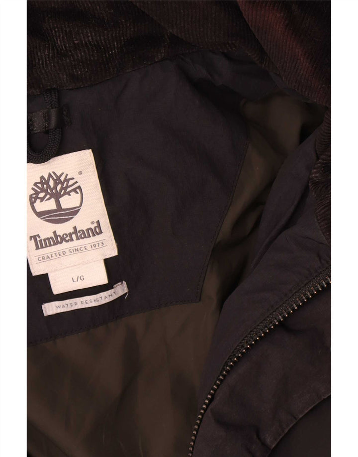 Jaqueta acolchoada com capuz masculina Timberland UK 40 grande poliéster preto