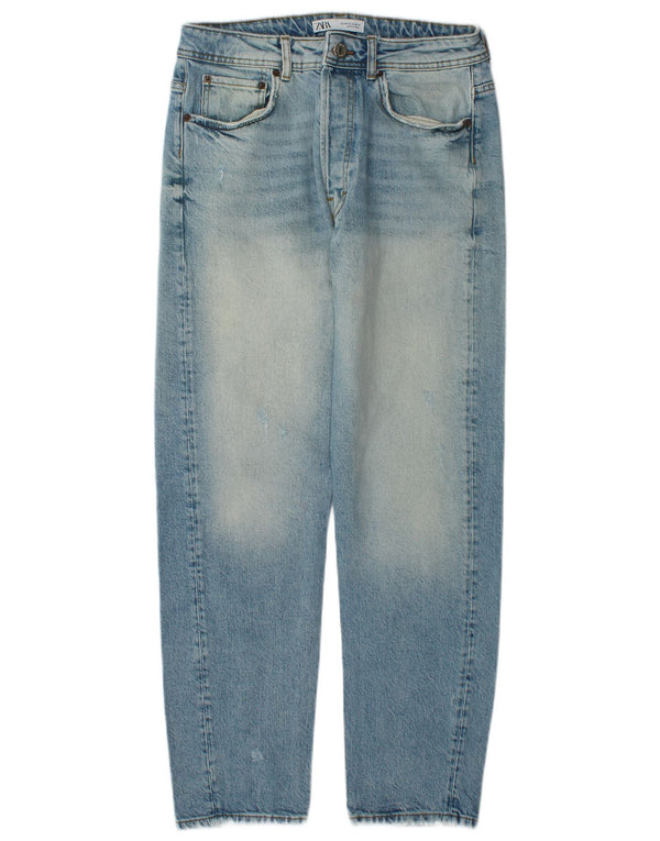 Zara Calça jeans reta masculina desgastada EU 40 médio W31 L29 algodão azul