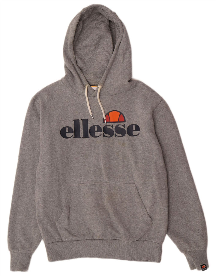 Suéter Ellesse masculino com capuz gráfico cinza médio algodão
