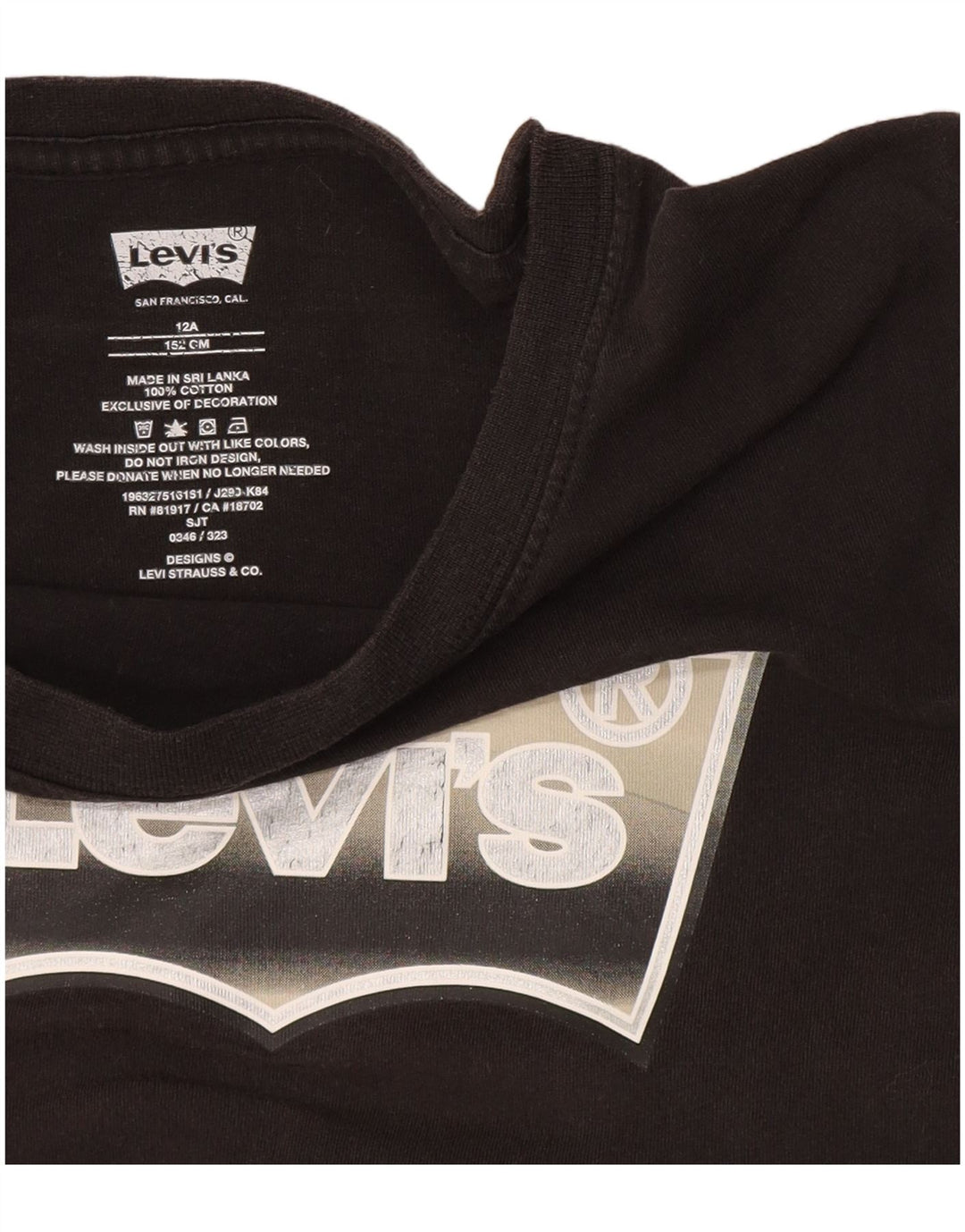 Camiseta Levi's Boys Graphic 11-12 Anos Algodão Preto