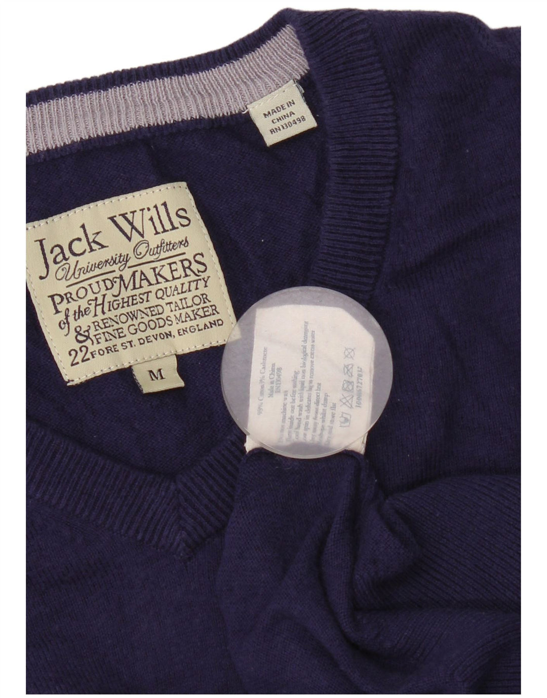 Suéter masculino Jack Wills com decote em V de algodão roxo médio