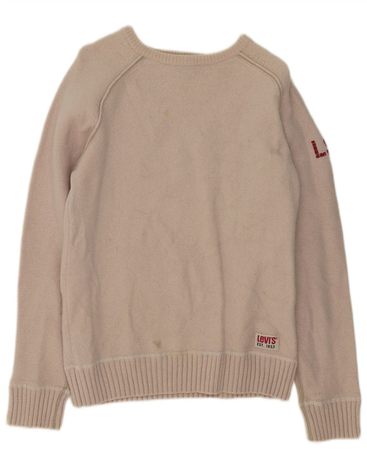 Suéter feminino Levi's com gola canoa Reino Unido 14 grande lã bege