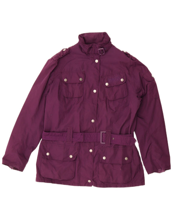 Jaqueta utilitária militar feminina Barbour UK 12 poliéster roxo médio