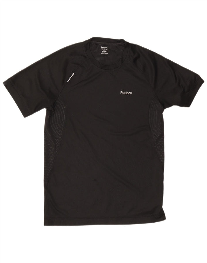 Reebok Mens T-Shirt Top Pequeno Poliéster Preto
