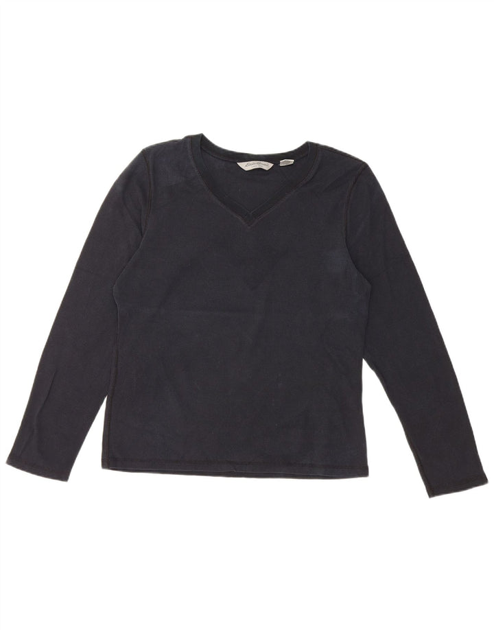 EDDIE BAUER Top feminino manga comprida Reino Unido 14 algodão preto médio