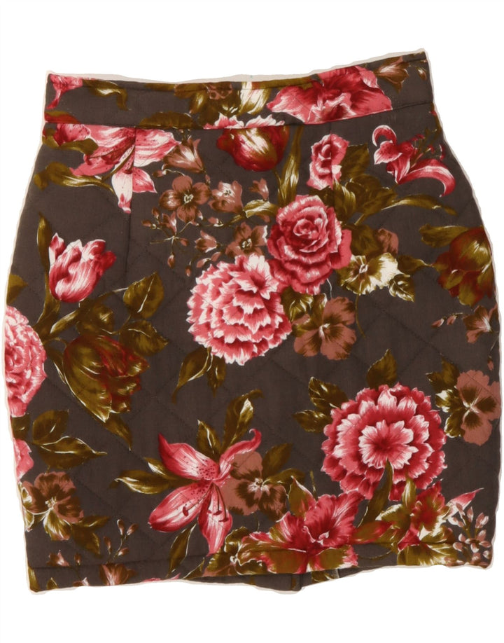 VINTAGE Womens Quilted Pencil Skirt W28 Medium Brown Floral Vintage Vintage and Second-Hand Vintage from Messina Hembry 