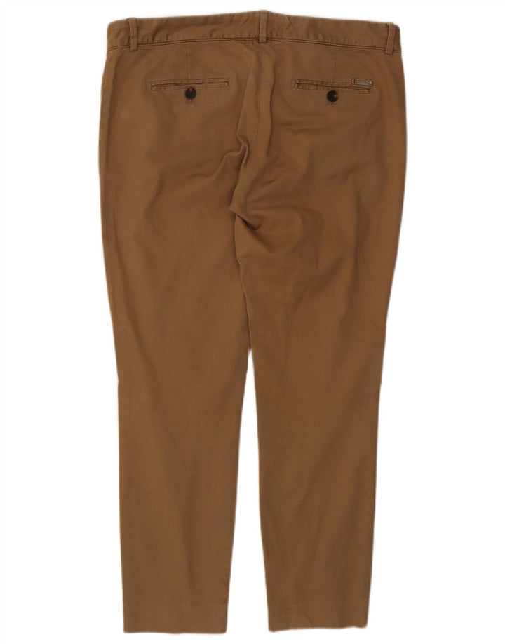 Calças cortadas justas femininas Massimo Dutti UE 42 grandes W34 L26 bege