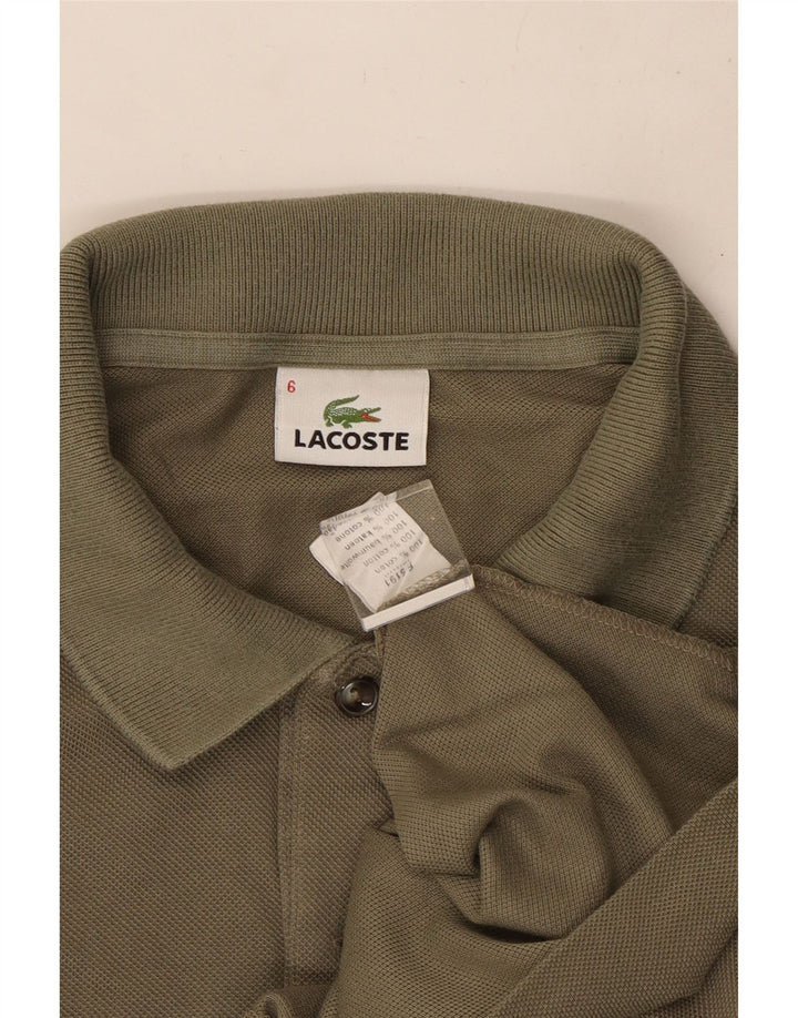 Camisa polo masculina Lacoste tamanho 6 XL algodão cáqui