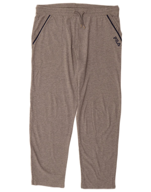Calça de treino feminina Fila UK 14 grande algodão manchado cinza