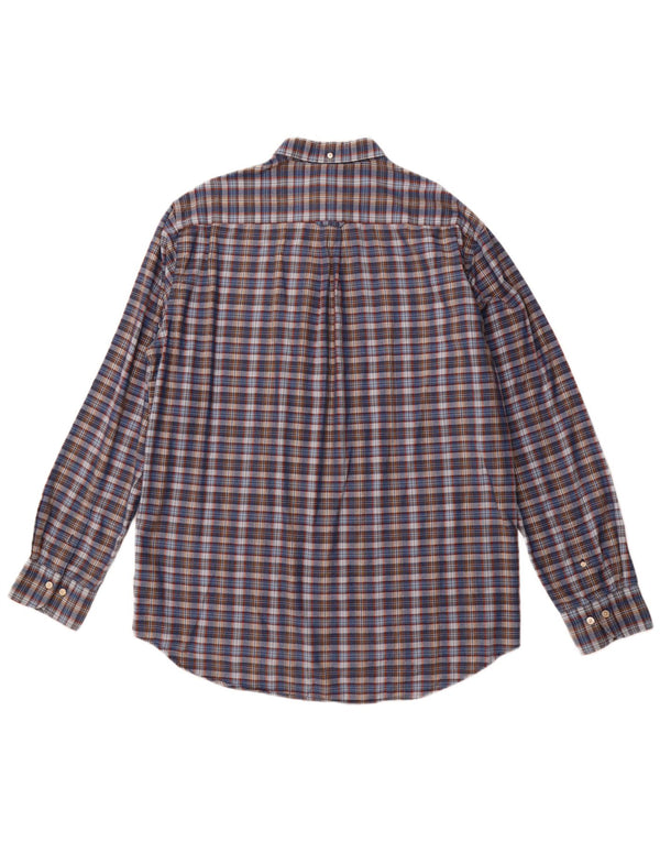 Camisa masculina GANT de ajuste regular tamanho 43/44 17 1/2 XL algodão xadrez azul marinho