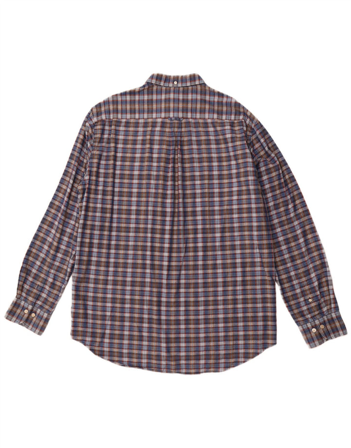 Camisa masculina GANT de ajuste regular tamanho 43/44 17 1/2 XL algodão xadrez azul marinho