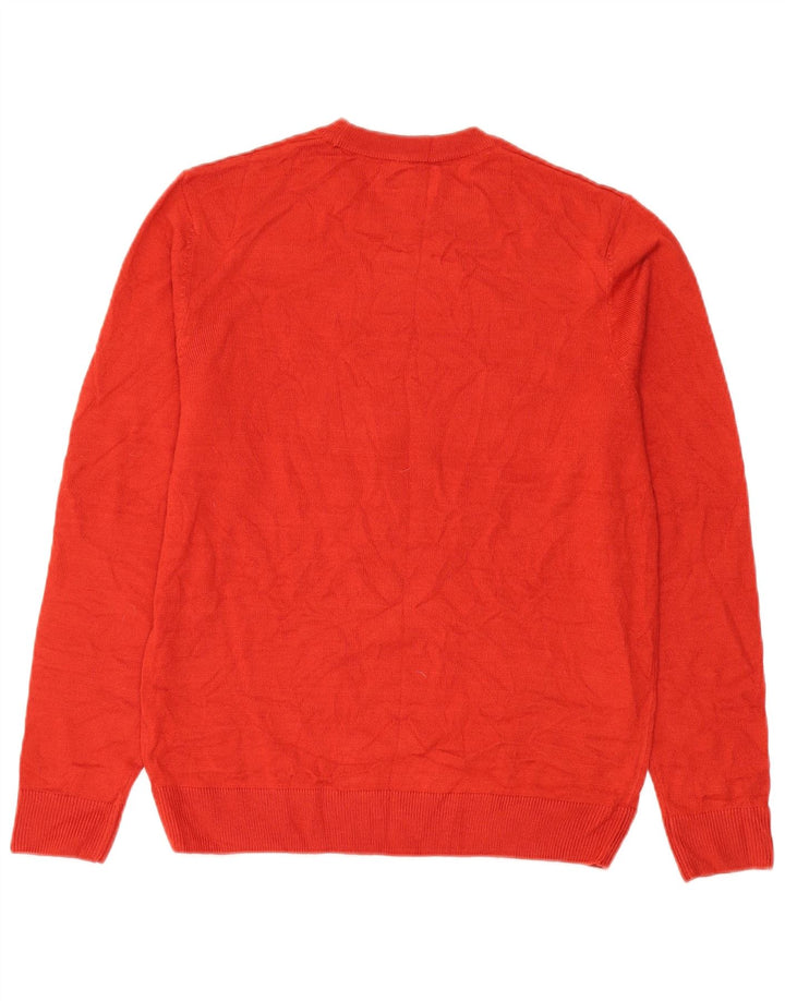Suéter masculino Marks & Spencer com gola redonda e gola redonda médio vermelho natal