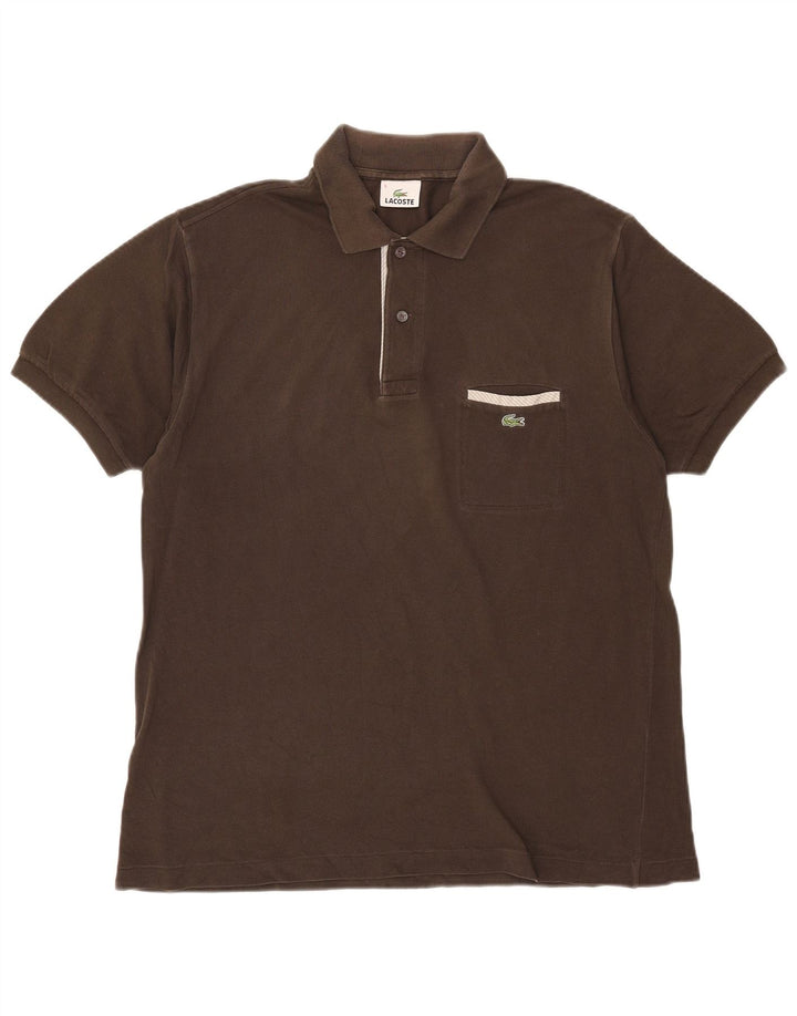 Camisa polo masculina Lacoste tamanho 5 grande algodão marrom