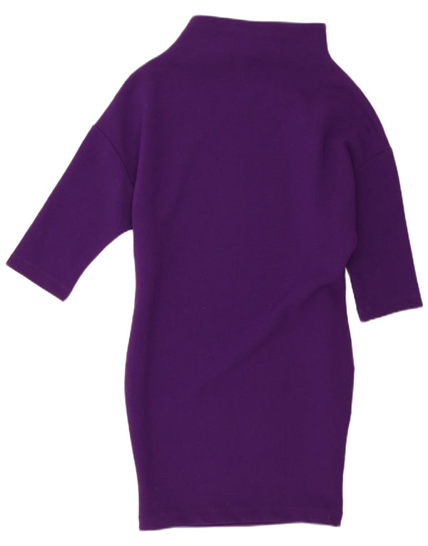 Vestido feminino Sisley com bainha grande e manga 3/4 Reino Unido 6 XS roxo poliéster