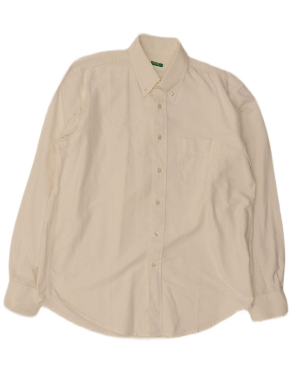 Benetton Mens Shirt Large White Cotton
