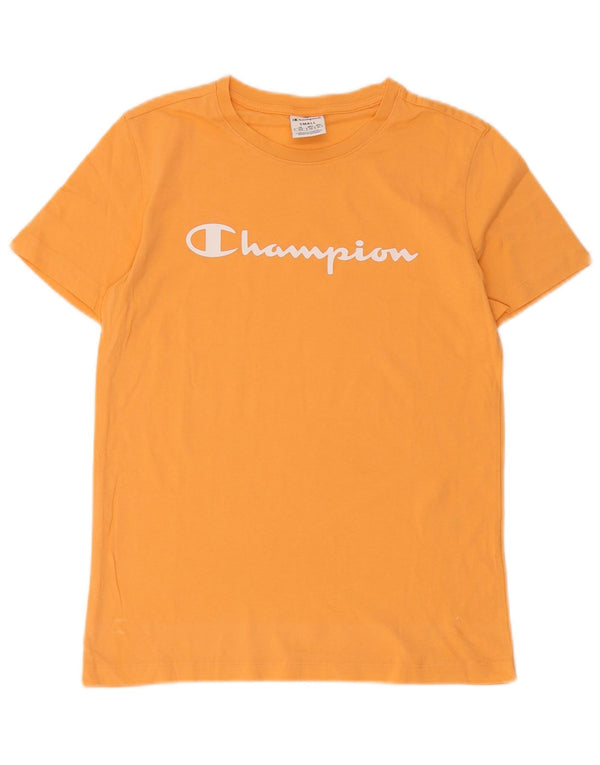 Camiseta masculina estampada Champion pequena laranja