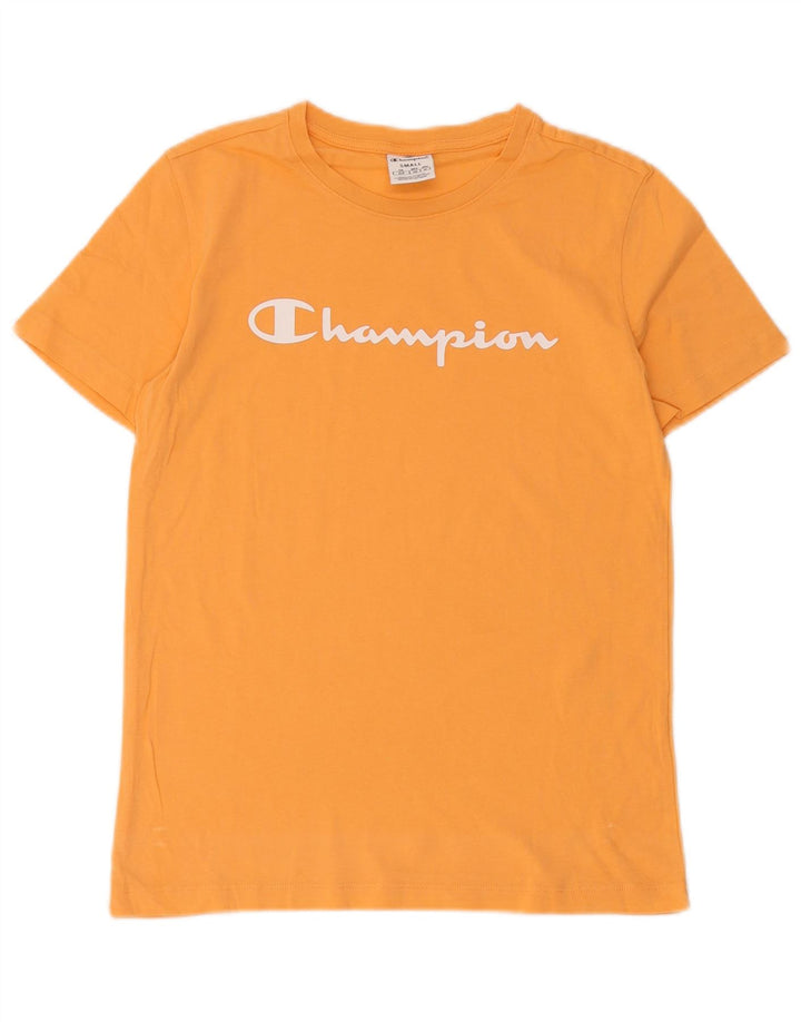 Camiseta masculina estampada Champion pequena laranja