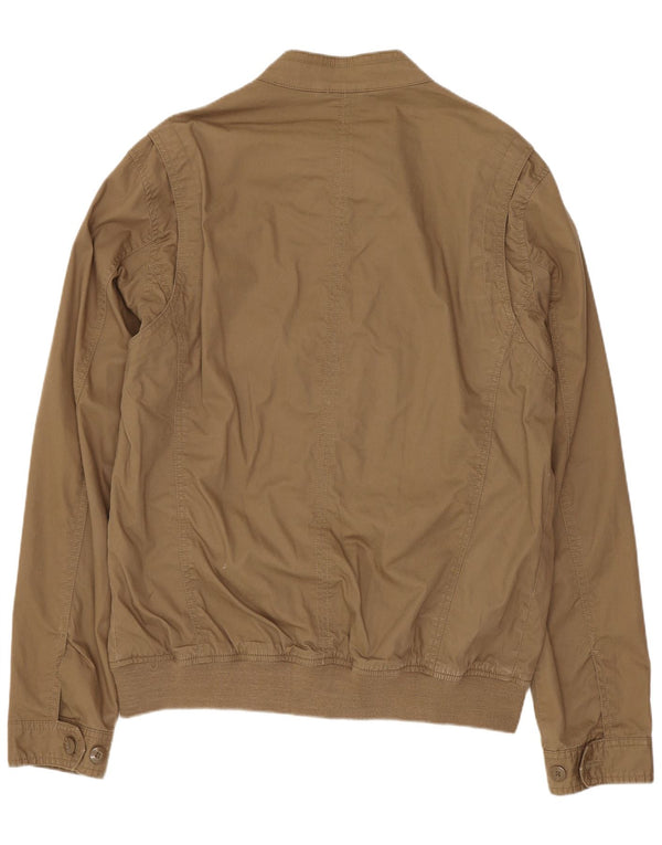 Zara Mens Bomber Jacket UK 42 XL Beige Cotton