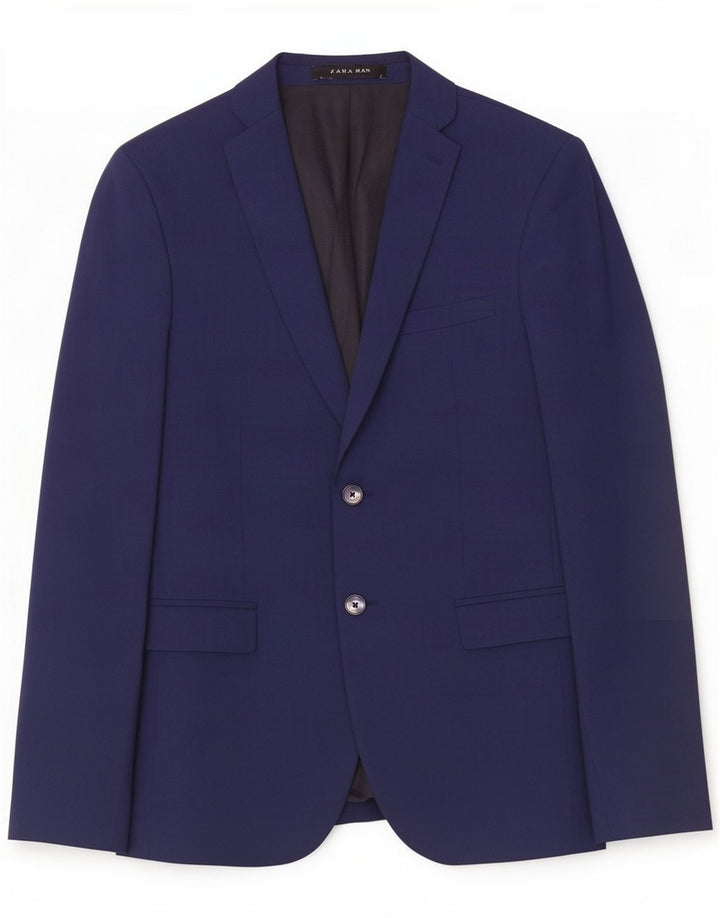 Zara Jaqueta Blazer Masculina de 2 Botões EU 48 Poliéster Azul Marinho Médio