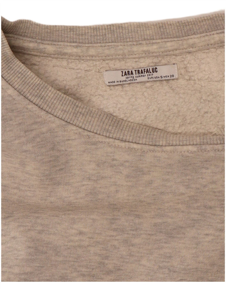 ZARA Suéter feminino oversized cropped UK 10 pequeno cinza
