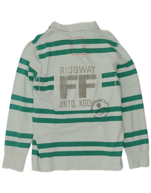 Camisa polo masculina de rugby de manga comprida com estampa Fat Face listrada verde grande