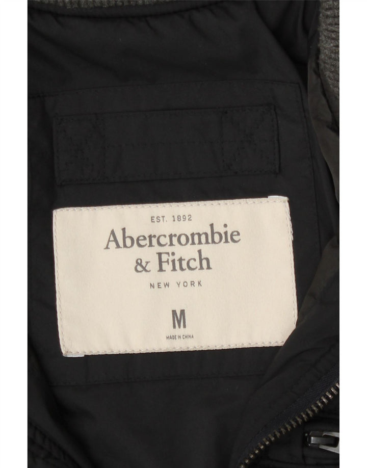 Jaqueta acolchoada masculina Abercrombie & Fitch Reino Unido 38 poliéster preto médio