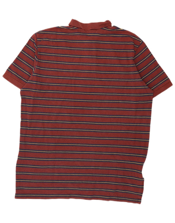 Polo Ralph Lauren Camisa masculina XL Borgonha listrada de algodão
