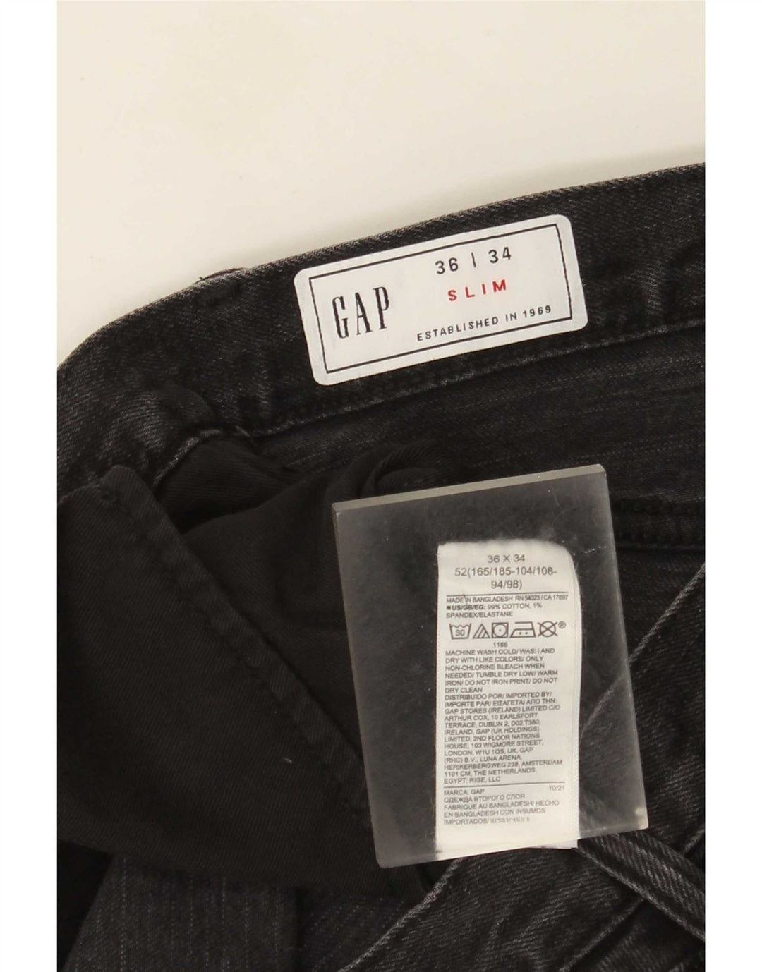Gap Mens Jeans Slim W36 L34 Algodão Preto