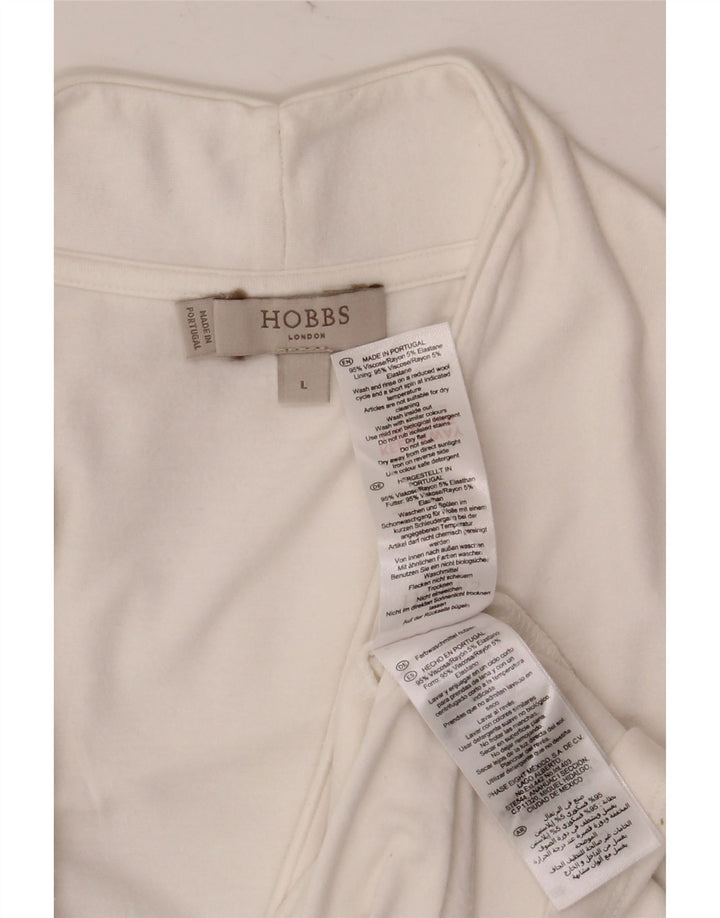 Top feminino HOBBS de manga comprida UK 14 grande viscose branca