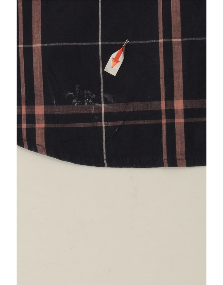 Camisa masculina Wrangler pequena xadrez azul marinho de algodão