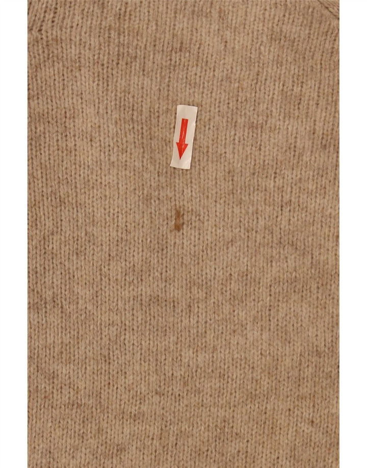 Suéter masculino Zara com decote em V grande lã bege