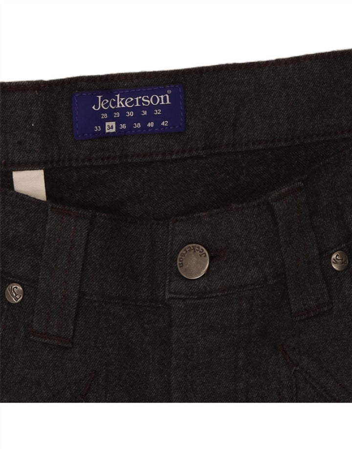 JECKERSON Womens Slim Casual Trousers W34 L29 Grey Cotton Vintage Jeckerson and Second-Hand Jeckerson from Messina Hembry 