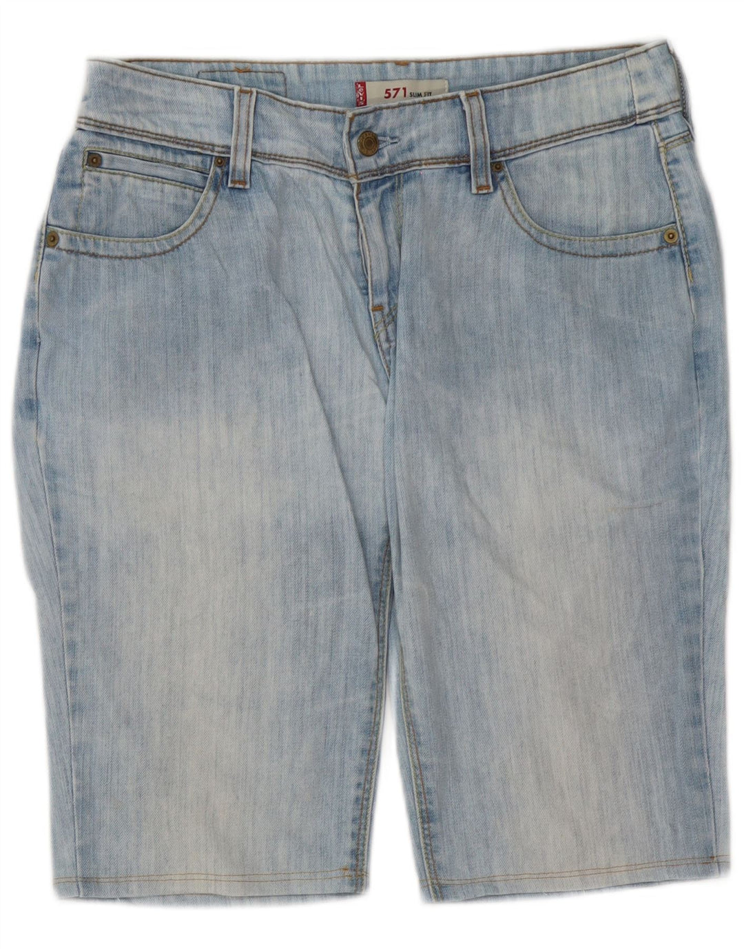 Shorts jeans feminino Levi's 571 Slim Fit W31 algodão azul médio