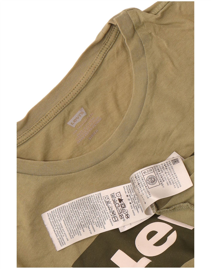 Camiseta gráfica masculina Levi's Top pequeno de algodão cáqui