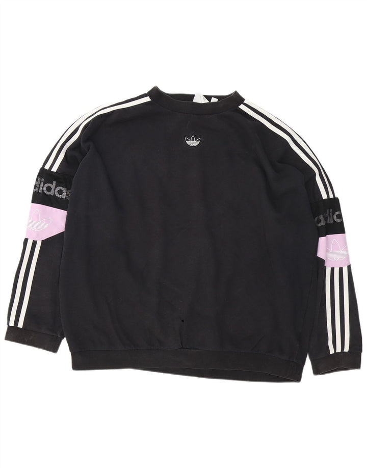 Adidas feminino gráfico moletom jumper UK 16 grande bloco colorido preto