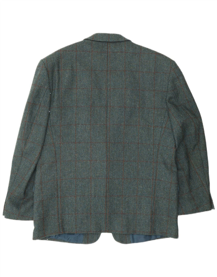 Jaqueta blazer masculina Canda com 2 botões Reino Unido 40 grande xadrez azul nova lã