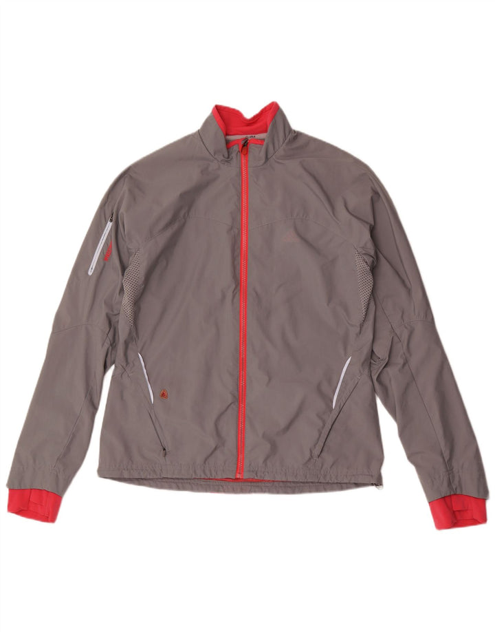 Adidas Womens Tracksuit Top Jacket UK 16 Grande Cinza Colourblock Poliéster